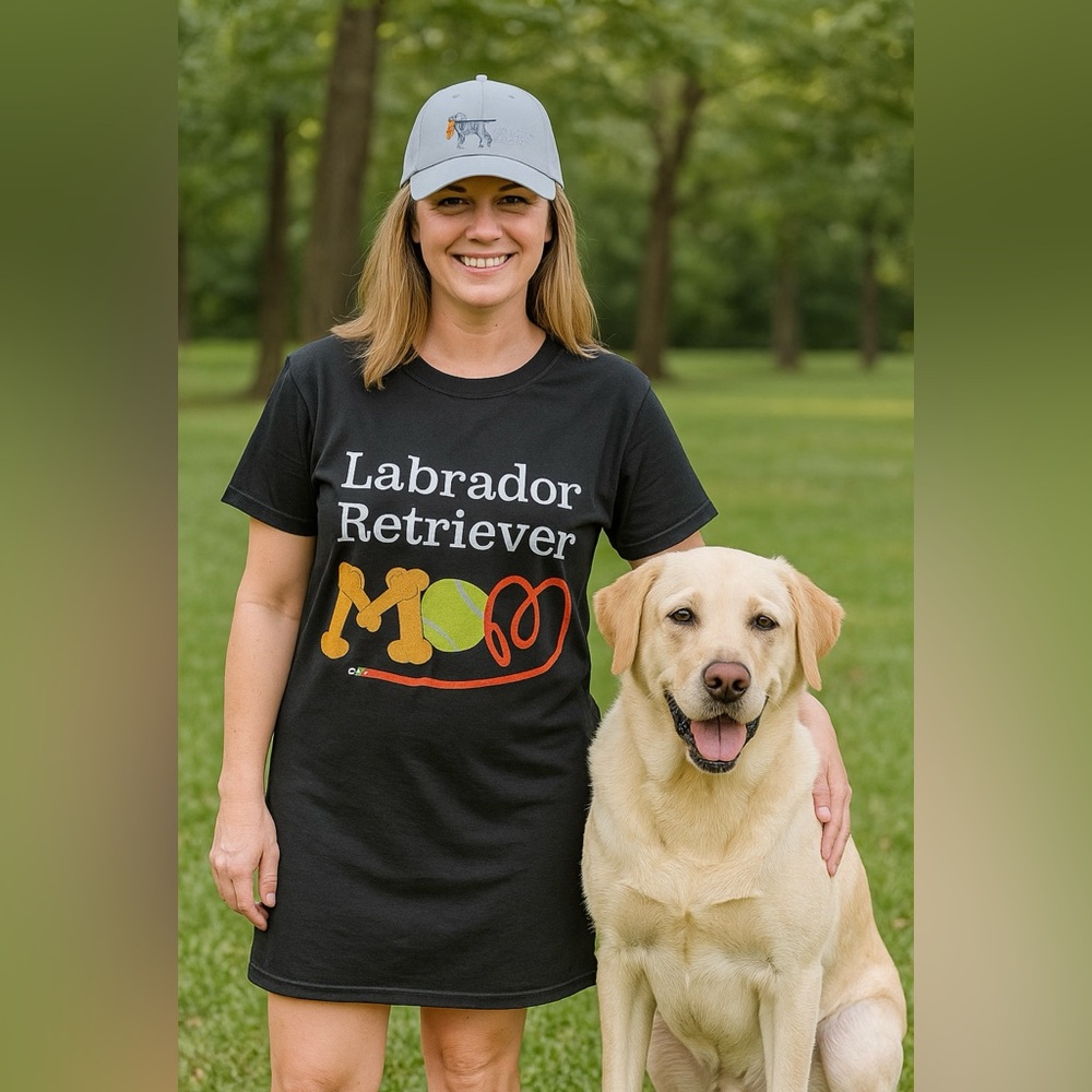 Labrador Retriever Mom 100% Cotton Shirt Dress & Cap Set Gildan S + Luxury Hat